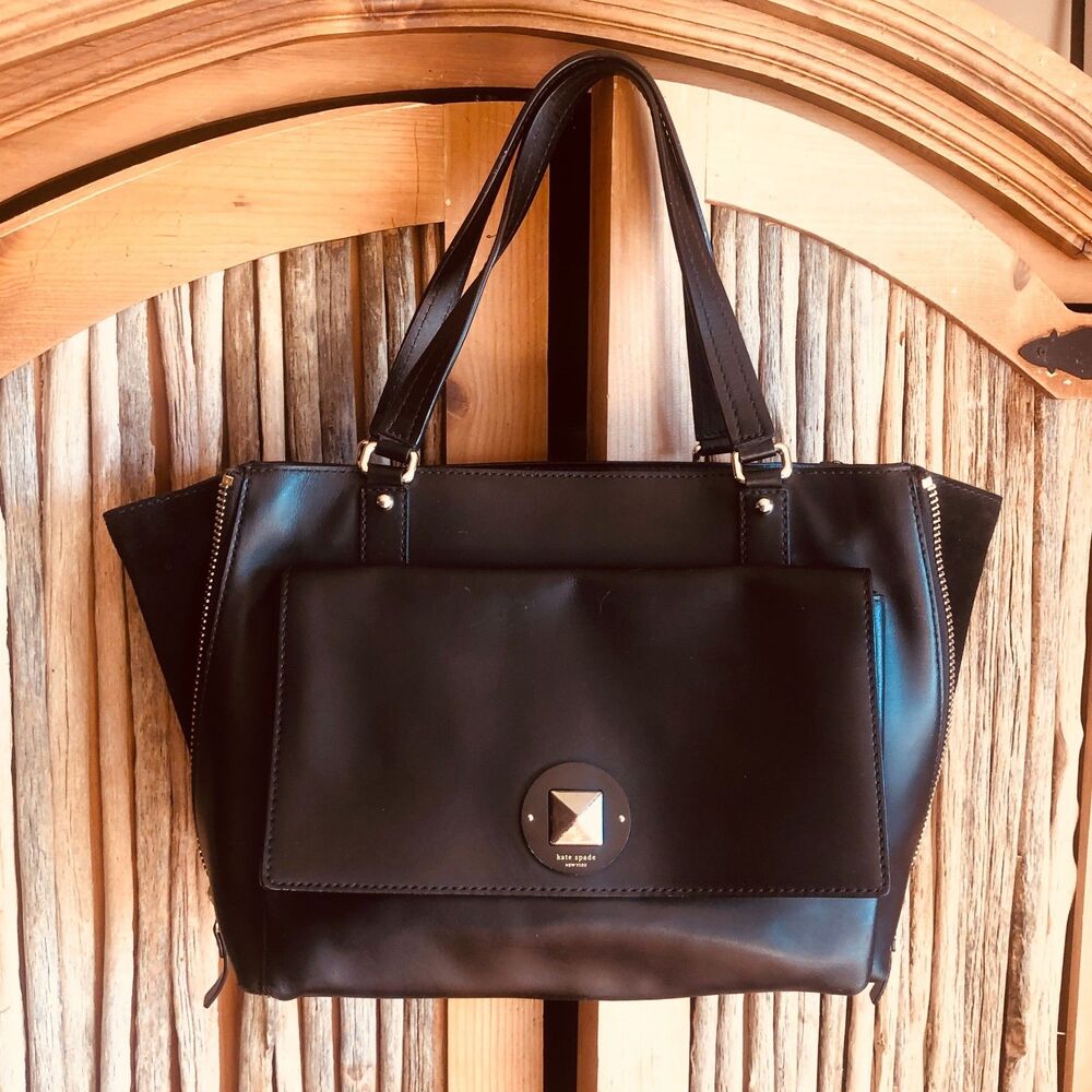 Kate Spade Varick Street Haircalf Austin Leather Tote Black